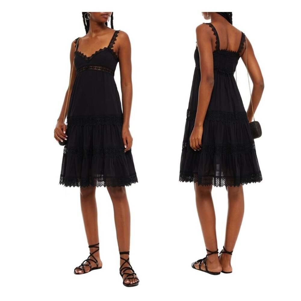 CHARO RUIZ IBIZA Crocheted Lace-trimmed Cotton-blend Dress,‎ Size S, NWT